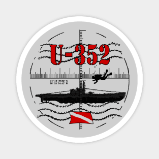 U-352 WWII Submarine Scuba Wreck Diver U-Boat North Carolina Scuba Diving Magnet